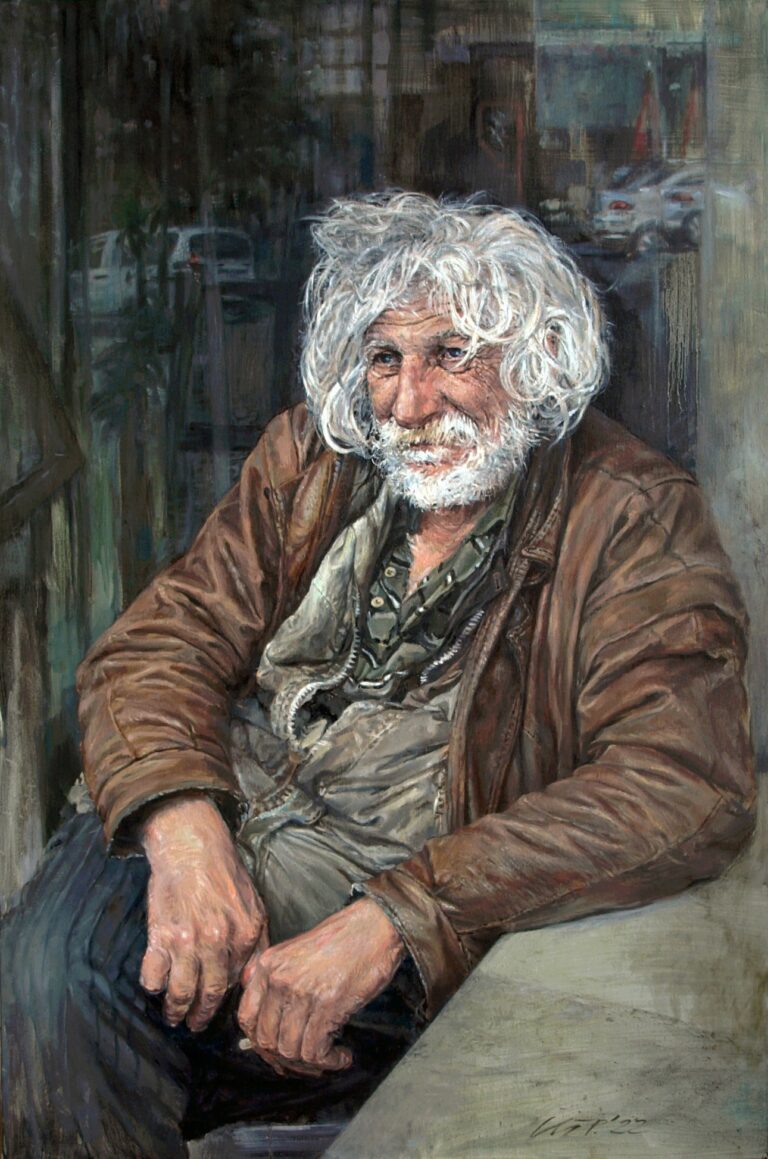 "Out of sociaty man", oil n canvas, 90x60x2 cm, 2022
